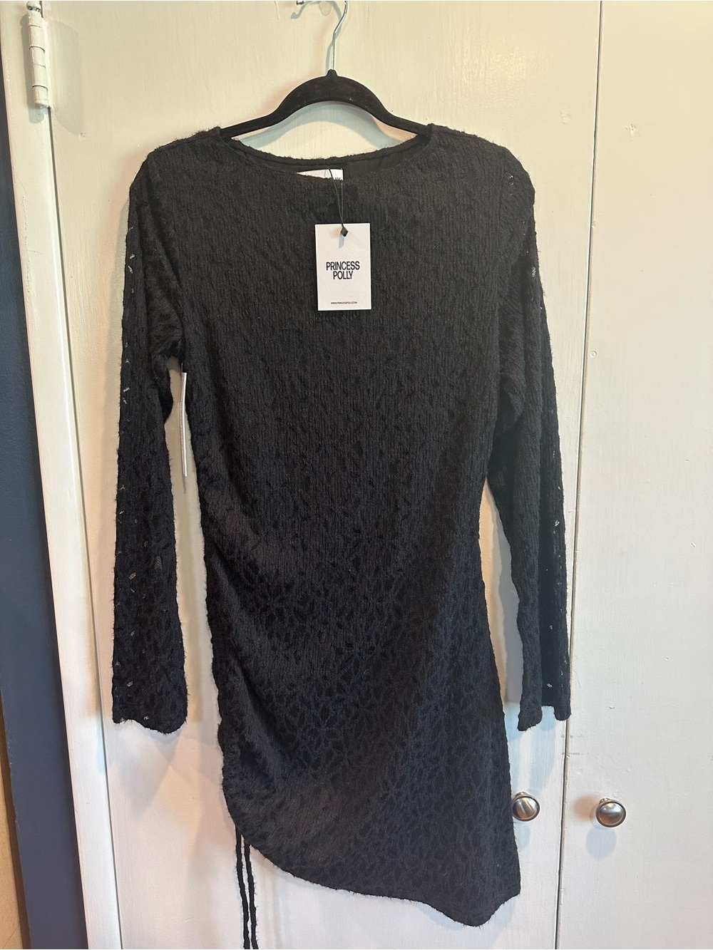 Princess Polly Black Long Sleeve Lace Knit Dress